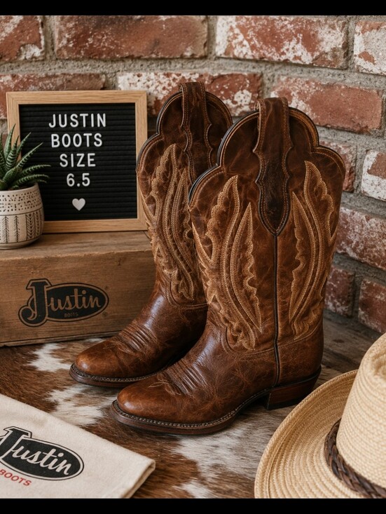 Justin Boots Shoes - Justin Boots Brown Leather Western Heeled Boots